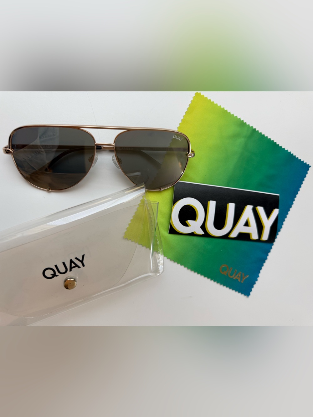 Quay Australia Aviator Sunglasses - Gold Frame with Brown Lenses